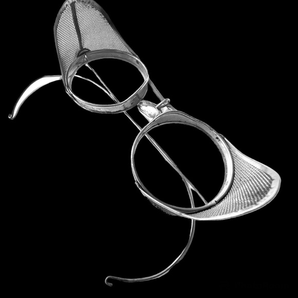 Antique Steampunk Safety Glasses Unisex Metal Glass Mesh Vintage Clear Glass - Picture 12 of 16